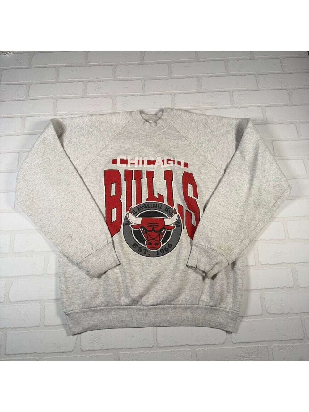 Vintage 90s Chicago Bulls Crewneck Sweatshirt Size Large Gray